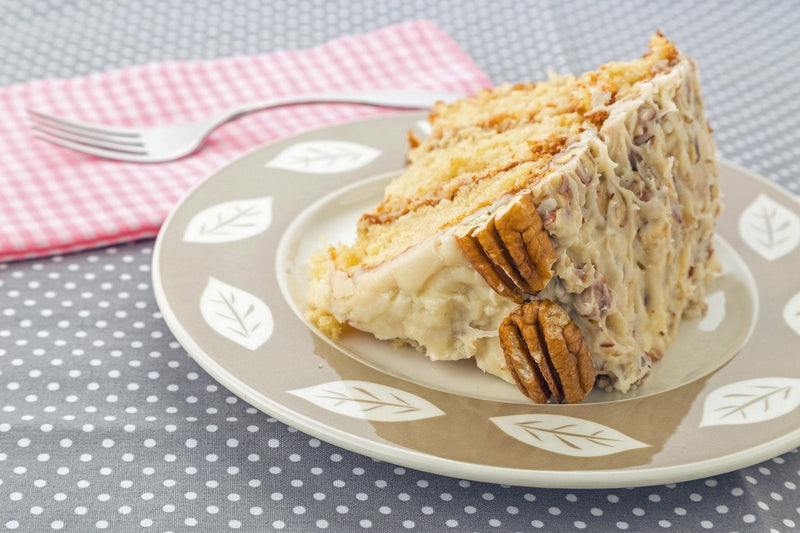 Italian cream cake with coconut and pecans