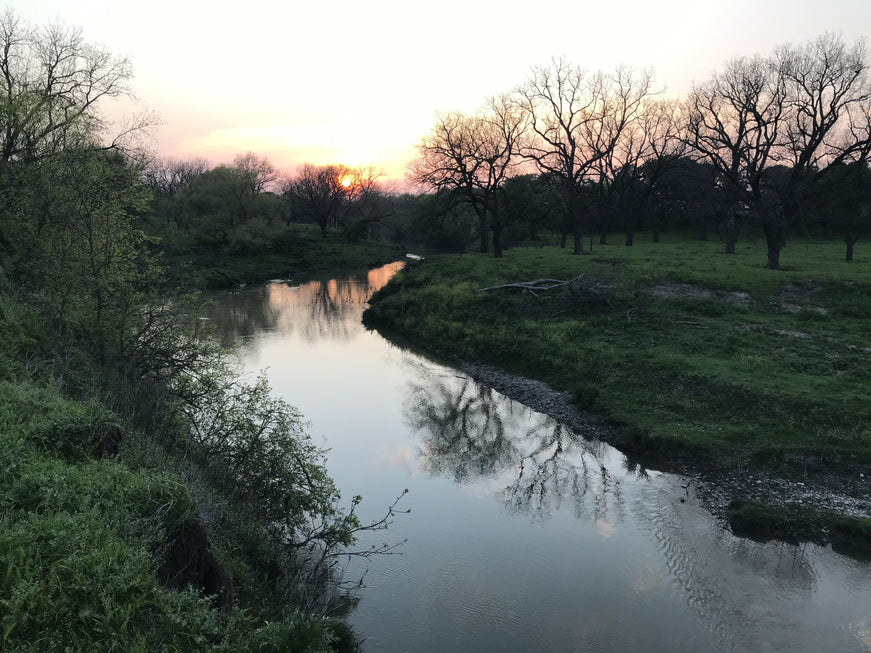 San Saba pecans on the river at sunset 