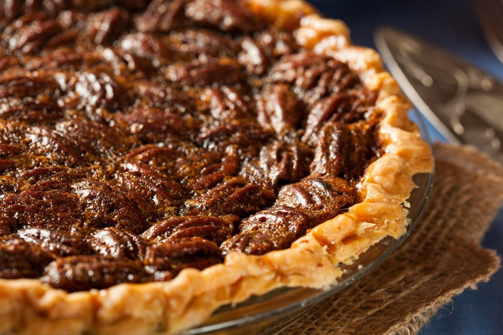 Classic pecan pie as part of a discussion on the history of who invented pecan pie