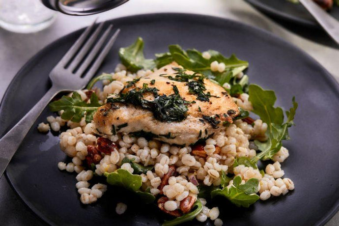 Herbed Chicken Breast with Barley and Pecans Recipe