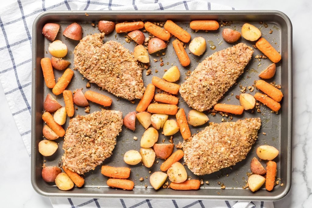 Millican Pecan - Sheet Pan Pecan-Crusted Chicken and Veggies