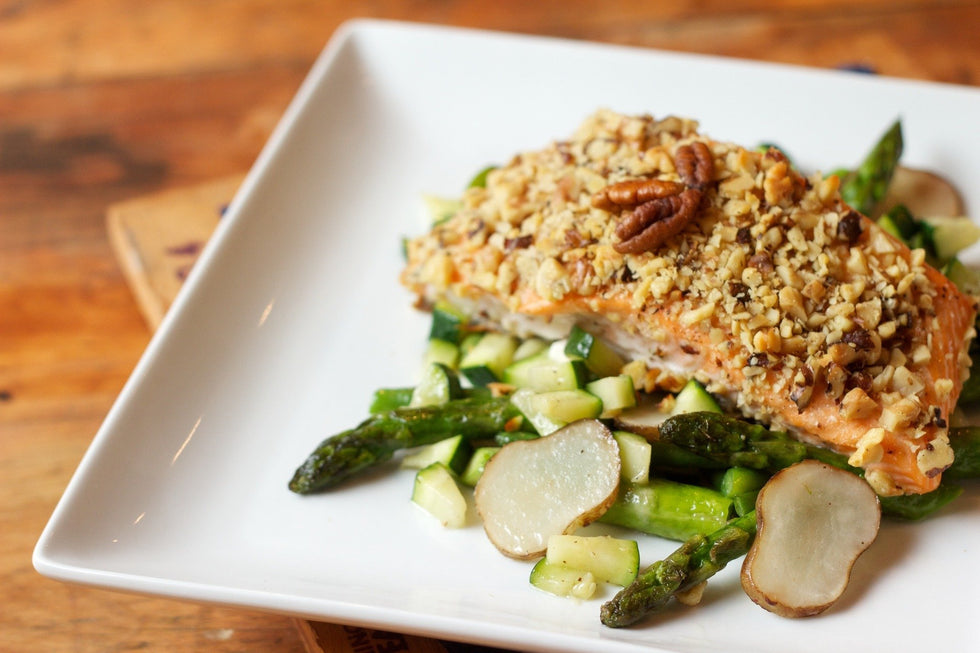 Surprising Benefits to loving pecans with pecan crusted salmon