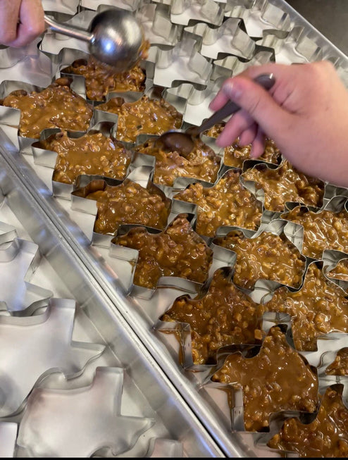 Chewy Pralines in Texas Cookie Cutters