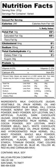 Nutrition facts label for a product with detailed nutritional information.
