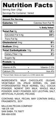 Millican Pecan Milk Chocolate Pecans Bulk 15 lbs Nutrition