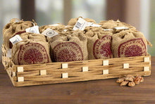 Load image into Gallery viewer, Cinnamon Pecans, with Decorative Display Basket | (16) 4 oz Burlap Bags