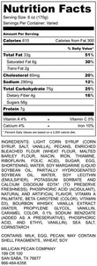 Millican Pecan Bourbon Pecan Pie Nutrition Table