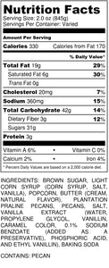 Millican Pecan Christmas Caramel Popcorn Nutrition Label