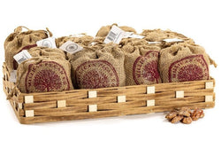 Cinnamon Pecans, with Decorative Display Basket | (16) 4 oz Burlap Bags