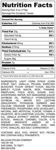 Millican Pecan Mini Tart Tassie Nutrition Label
