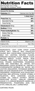 Chocolate Pecan Pie - nutrition label