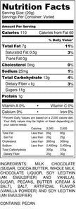 Chocolate Toffee Pecans 12 oz bag - nutrition label