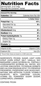 Cinnamon Candied Pecans - Bag - nutrition label