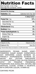 Honey Roasted Pecans - Bag - nutrition label