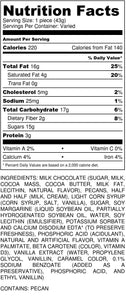 Milk Chocolate Caramillicans - nutrition label