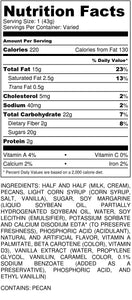 Pecan Divinity - nutrition label