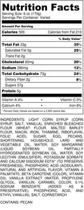 Texas Pecan Pie - nutrition label