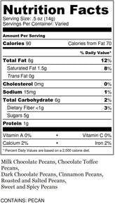 Millican Pecan Sampler Basket Nutrition Label