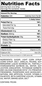 Texas Pecan Brittle - Bag - nutrition label