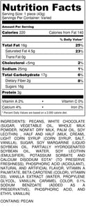 White Chocolate Caramillicans - nutrition label