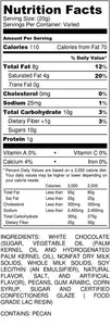 White Chocolate Pecans 12 oz bag - nutrition label